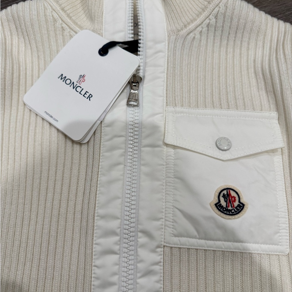 Moncler Cardigan Tricot White Zip Up Knitted Sweater Cardigan - Picture 4 of 13